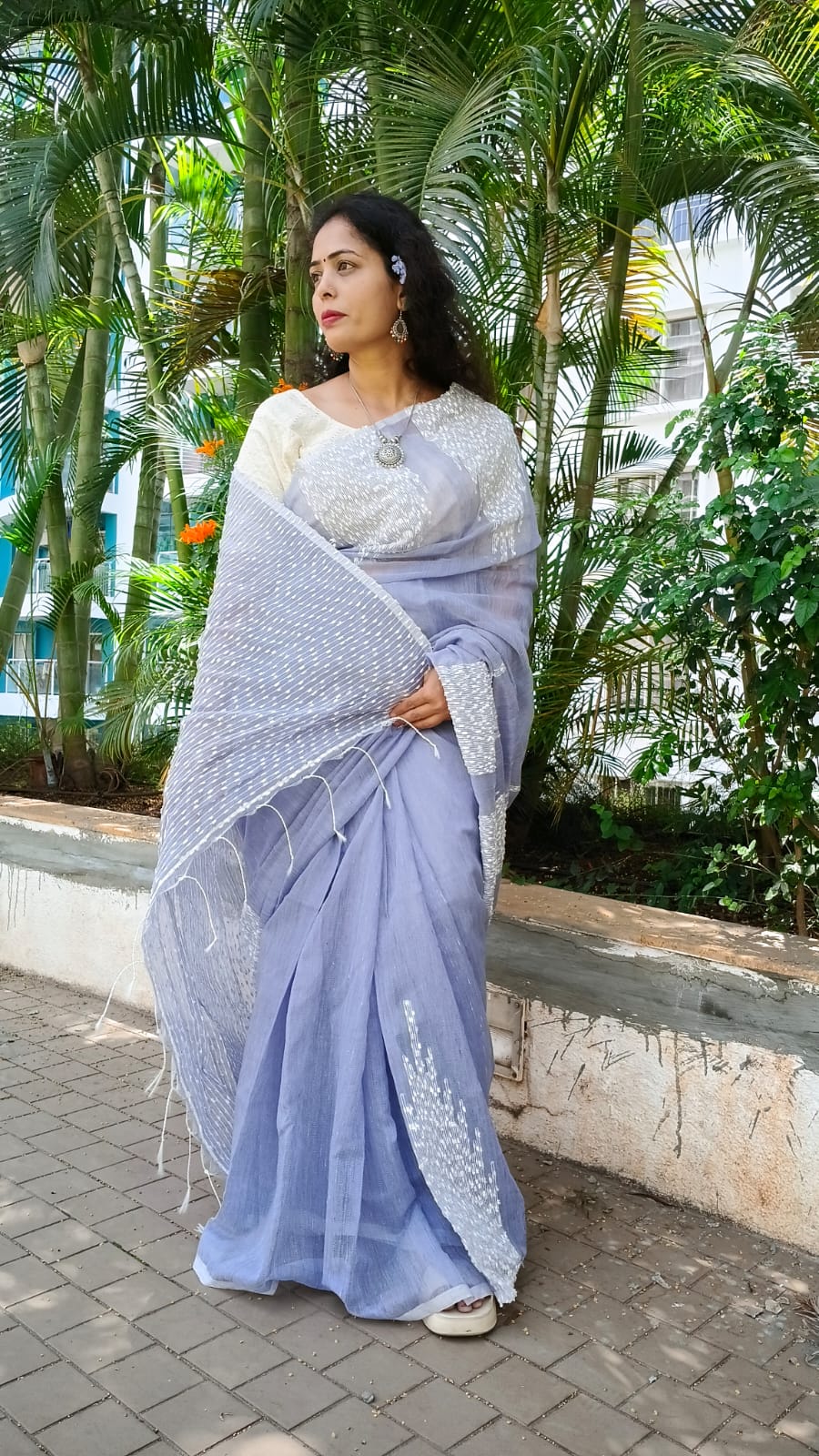 STORI Lavender Acrylic Saree