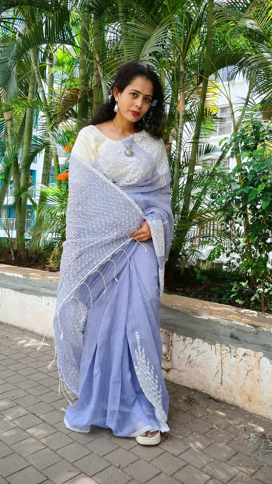 STORI Lavender Acrylic Saree