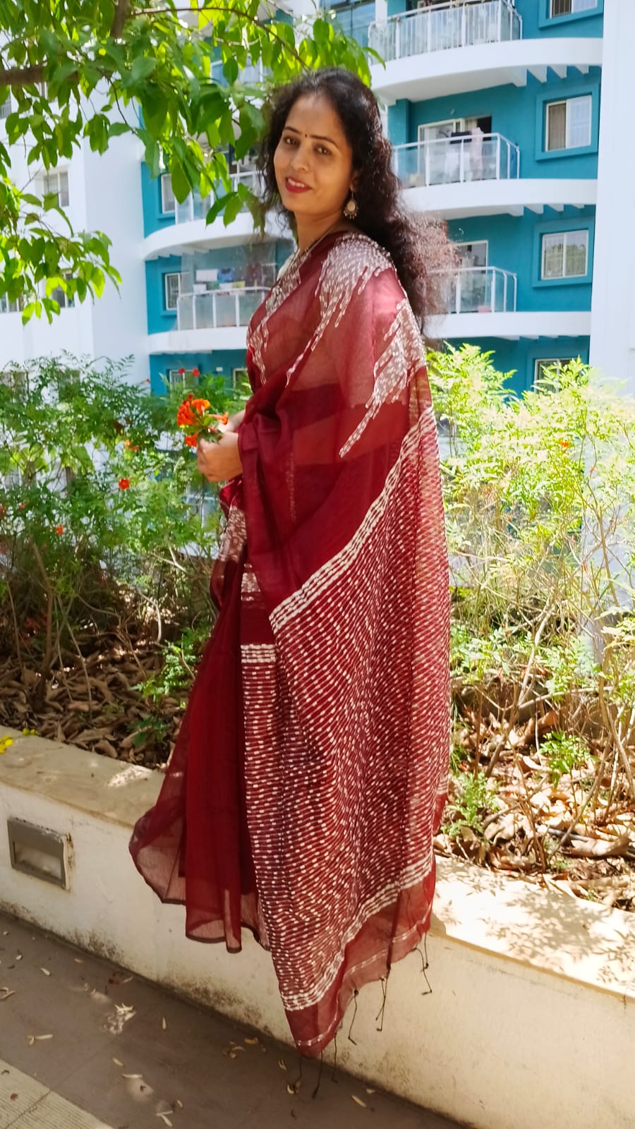 STORI Maroon Acrylic Saree