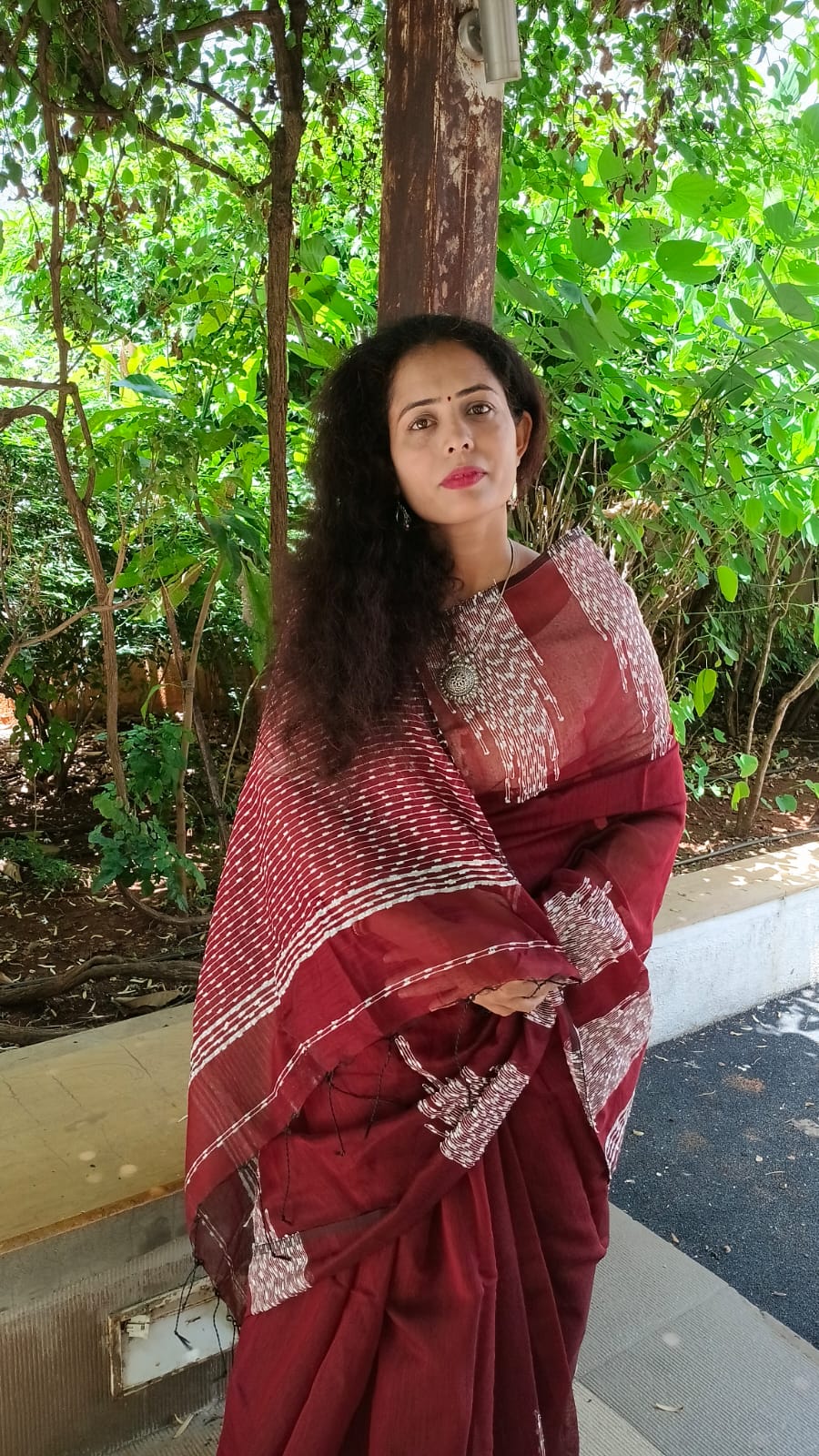 STORI Maroon Acrylic Saree