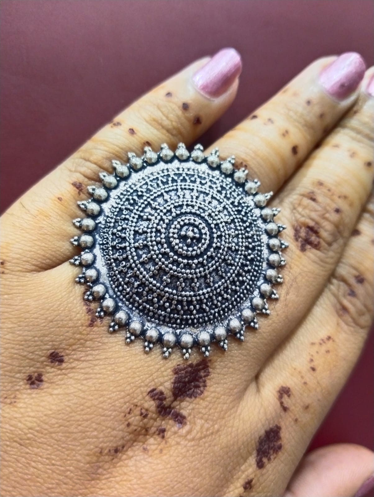 Round Shape  Handcrafted Oxidized Finger Ring