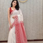 Red & White Handloom Bengali Cotton Saree