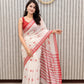 Red & White Handloom Bengali Elegent Cotton Saree