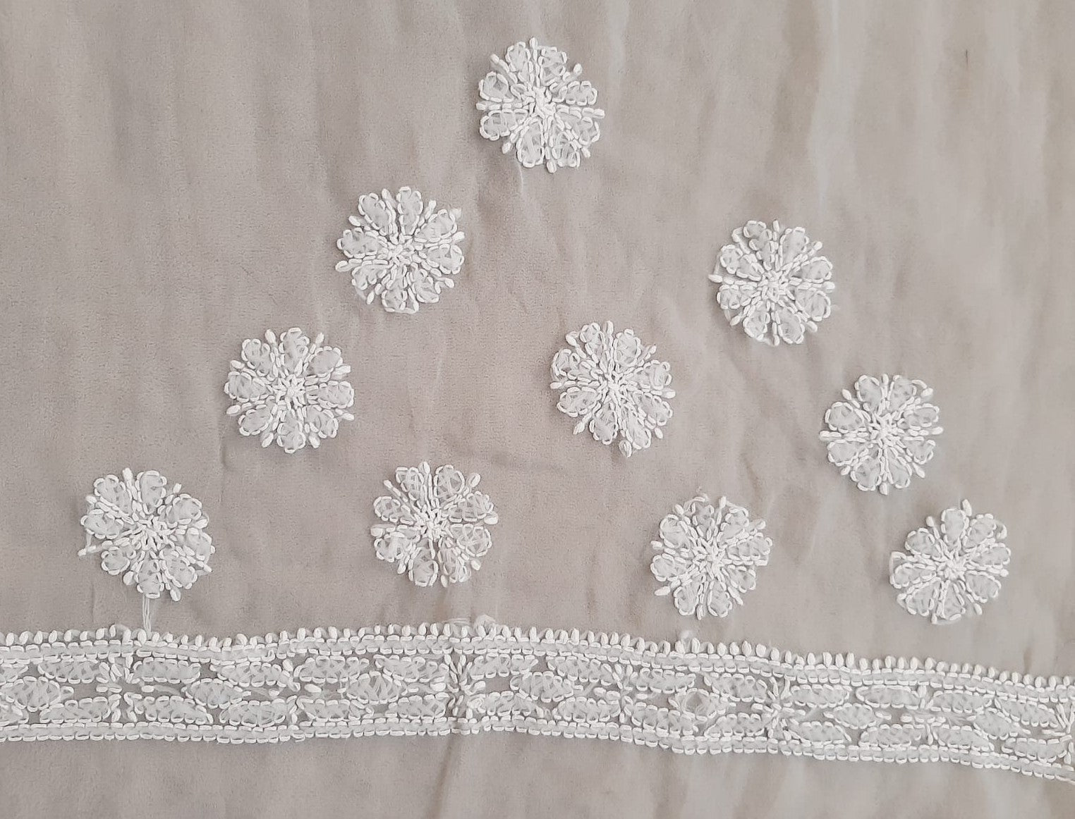 Baby Pink Noor Full Jaal Hand Embroidered Lucknowi Chikankari Saree