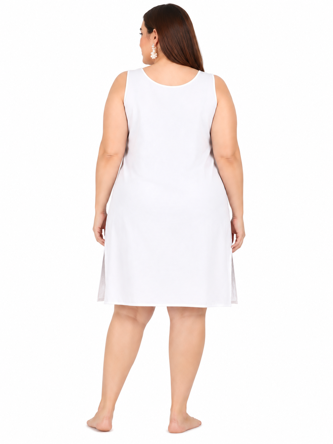 White Cotton Long Inner Slip Plus Size1