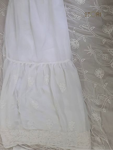 White Hand Embroidered Georgette Lucknowi Chikankari Garara