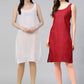 White & Maroon Combo Cotton Long Inner Slips
