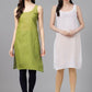 Olive Green & White Combo Cotton Long Inner Slips
