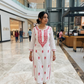 White & Tomato Red Soft Cotton Chikankari Kurti