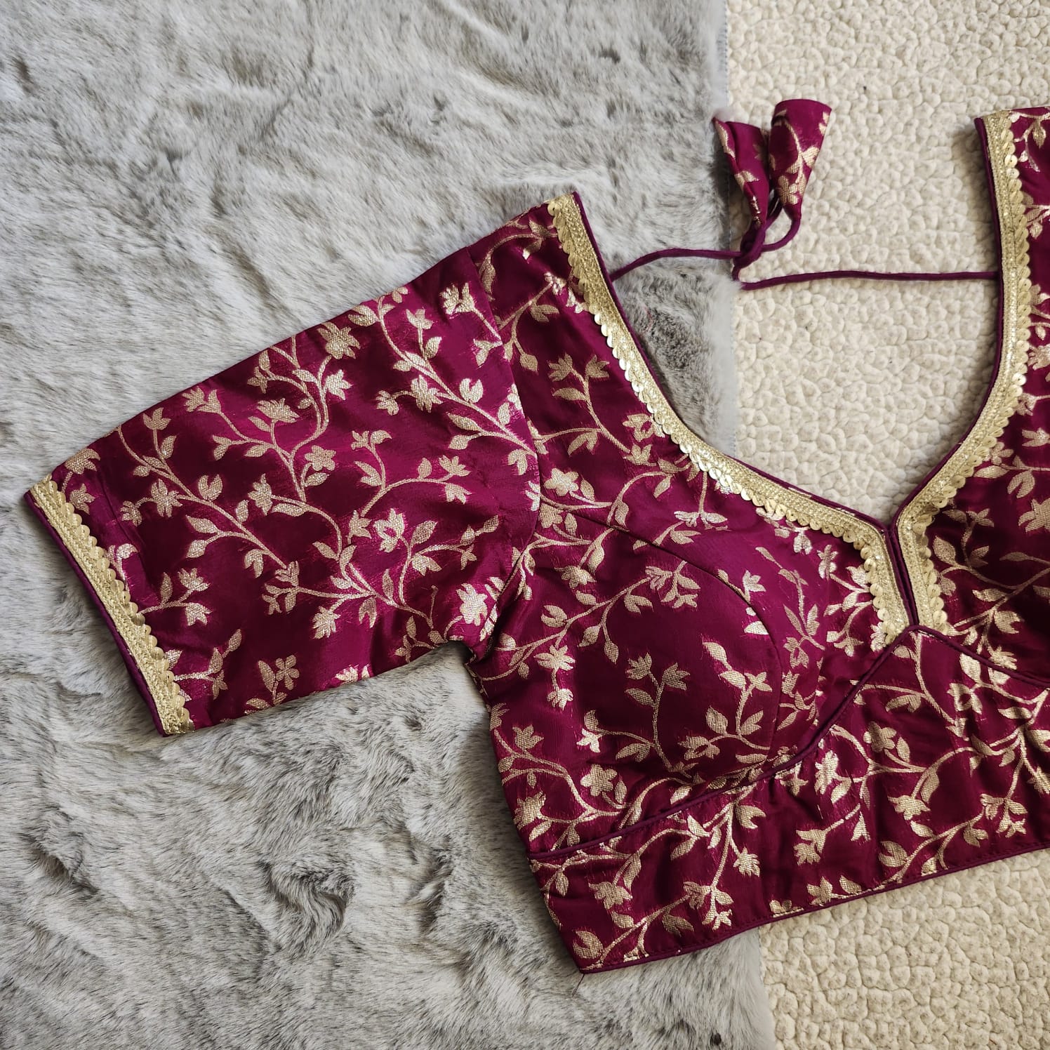 Wine Banarasi Silk Blouse