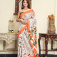 Worli Art Printed Multicolor Handloom Cotton Mulmul Saree