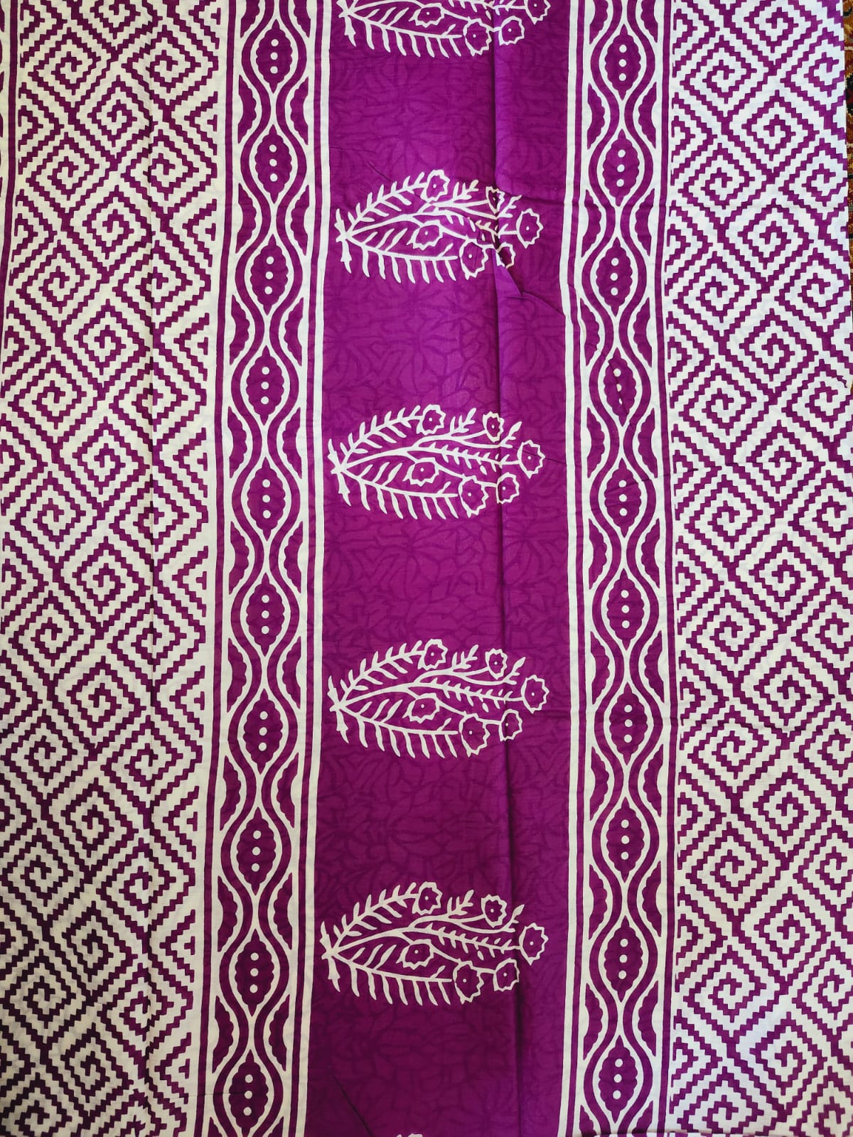 Yellow & Purple Handloom Cotton Mulmul Saree