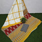 Yellow Tie-n-Dye Checks Handloom Cotton Mulmul Saree