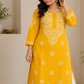 Zaarah Mango Yellow Handcrafted Soft Modal Cotton Chikankari Kurti