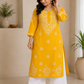Zaarah Mango Yellow Handcrafted Soft Modal Cotton Chikankari Kurti