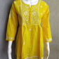 Sunshine Yellow Flared Cotton Short Chikankari Kurti