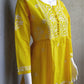 Sunshine Yellow Flared Cotton Short Chikankari Kurti