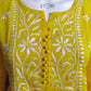 Sunshine Yellow Flared Cotton Short Chikankari Kurti