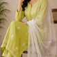 Zaarah Parrot Green Handcrafted Soft Modal Cotton Chikankari Kurti