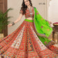 STORI Parrot Green Heavy embroidery Kali pattern Lehenga Choli Set