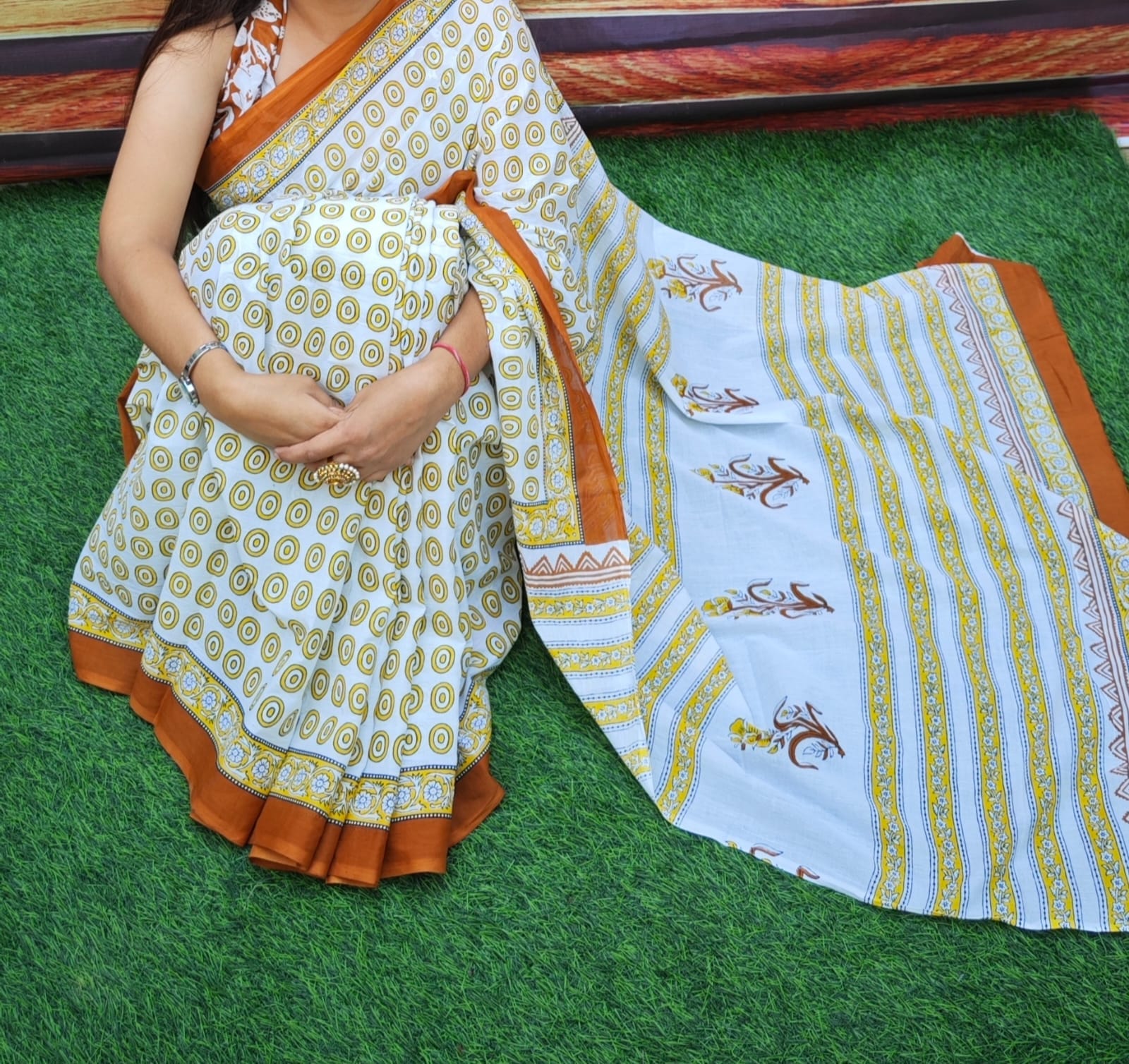 Yellow Alpenliebe Cotton Mulmul Saree