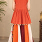 Navratri Orange kurta with flared skirt