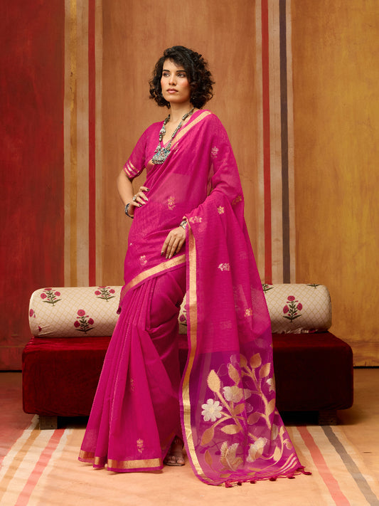 STORI Pink Munga Silk Saree