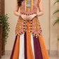  STORI Navratri Orange kurta with flared skirt
