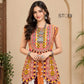 Navratri Orange kurta with flared skirt