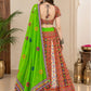 STORI Parrot Green Heavy embroidery Kali pattern Lehenga Choli Set