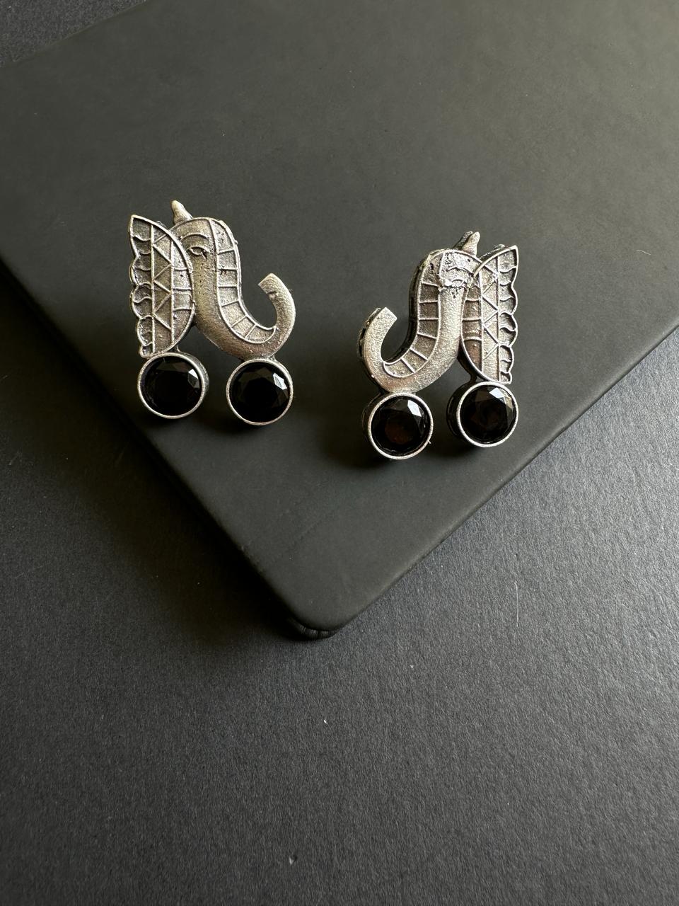 Gajawi Silver Polish Statement Earrings