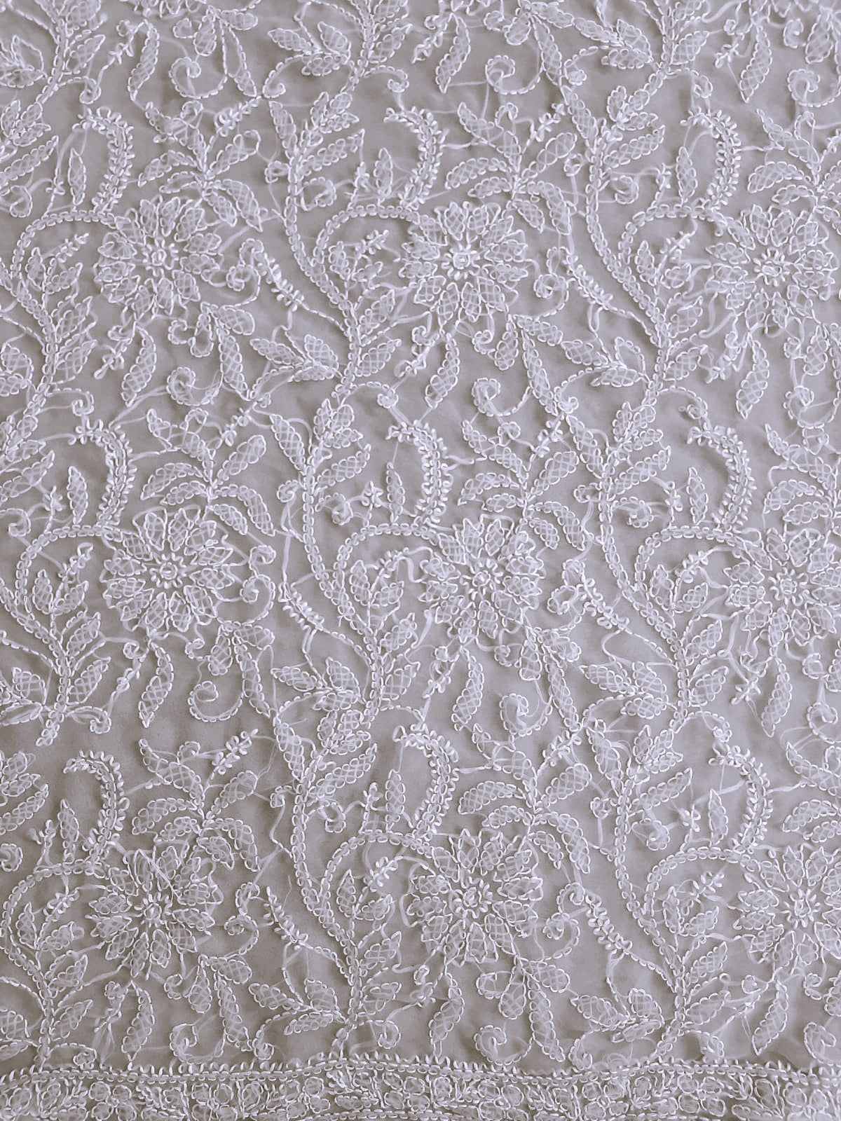Grey Noor Full Jaal Hand Embroidered Lucknowi Chikankari Saree