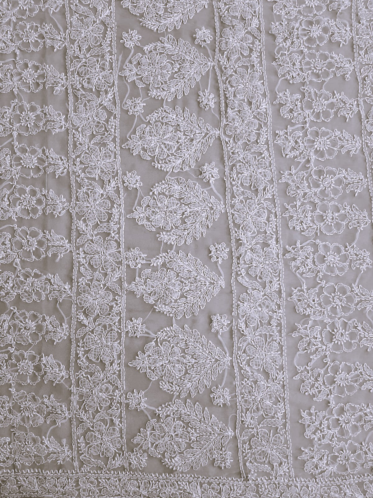 Grey Noor Full Jaal Hand Embroidered Lucknowi Chikankari Saree