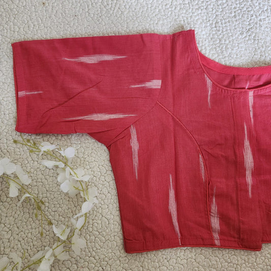 redIkkat Handloom Woven Cotton Regular Boatneck Blouse
