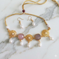 Kiyara raw stone  Statement Necklace Set With Dangling Earrings