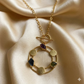 Round Raw Stone Long Statement Necklace Set