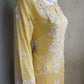 Niha Butter Yellow Soft Cotton Mulmul Chikankari Kurti & Palazzo Set