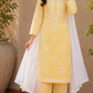 Niha Butter Yellow Soft Cotton Mulmul Chikankari Kurti & Palazzo Set