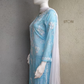 Niha Sky Blue Soft Cotton Mulmul Chikankari Kurti & Palazzo Set