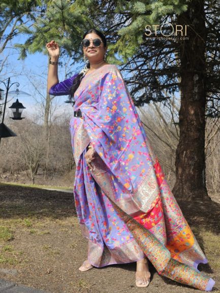 Heather Purple Kashmiri Kani Jamewar Saree