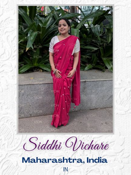 Siddhi Vichare in Textured Solid Color Silk Blouse With Elbow Sleeves