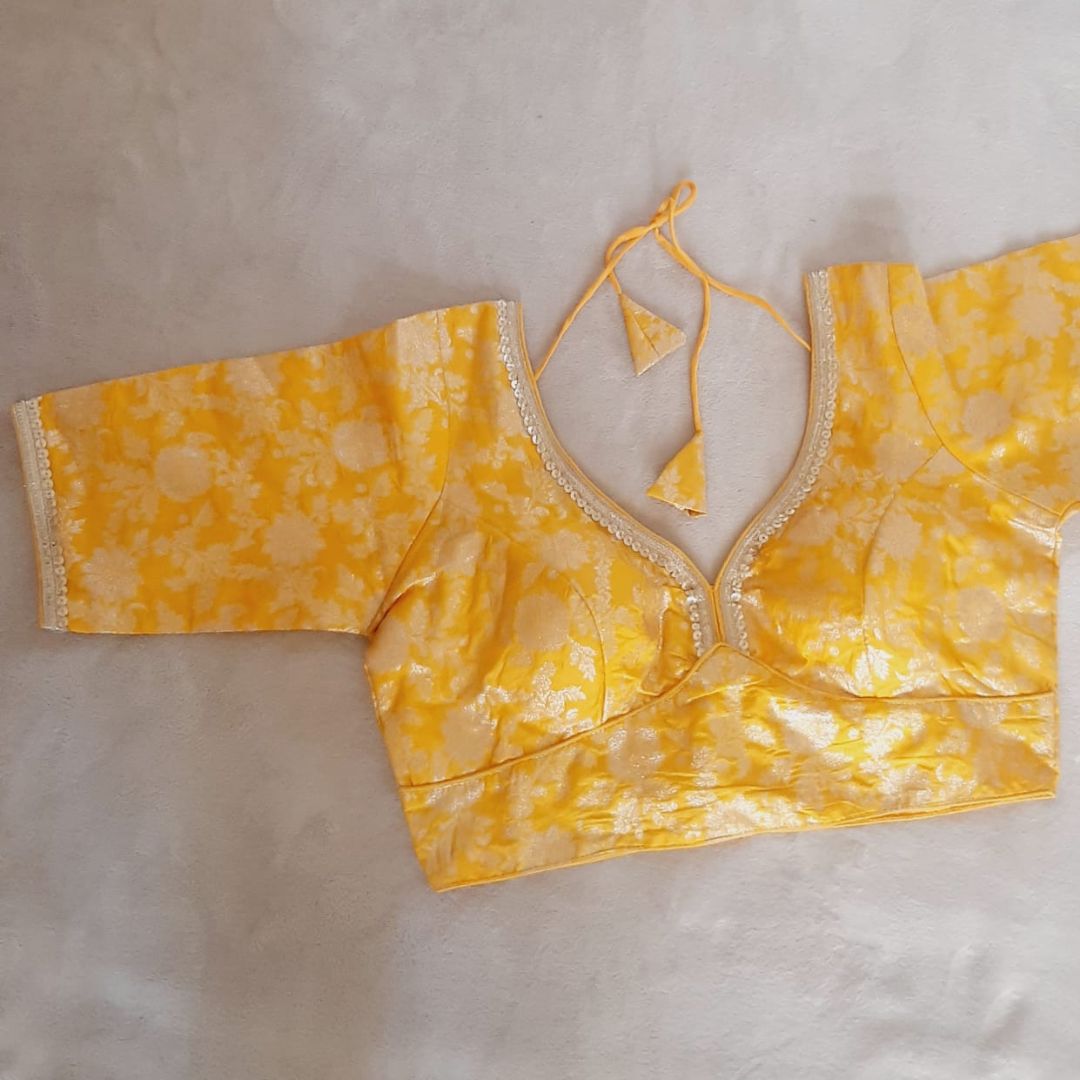 V-Neck Banarasi Silk Brocade Designer Blouse