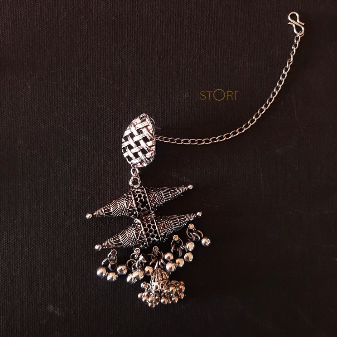 Varisa Oxidized Earrings With Black Polish