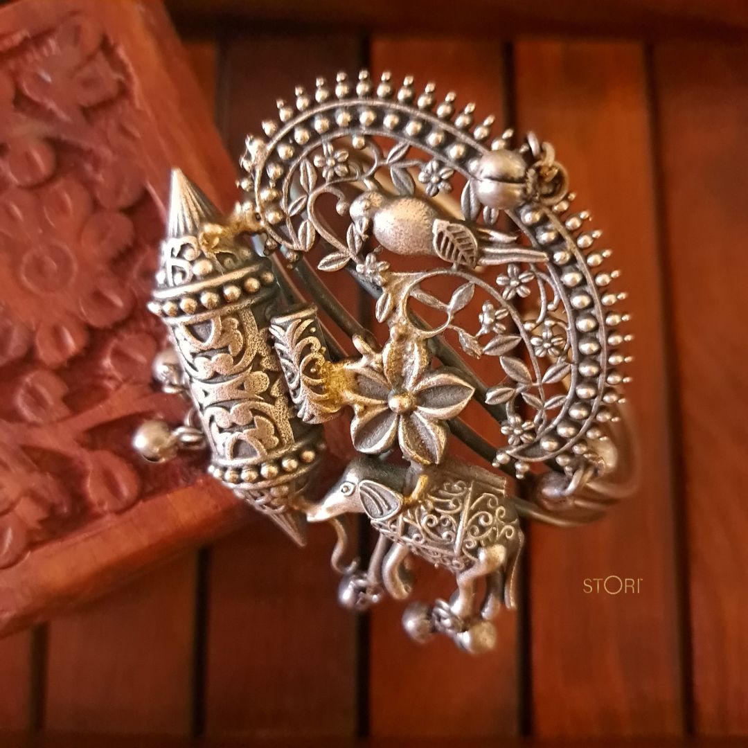 Vasudha Oxidised Statement Kada / Bracelet