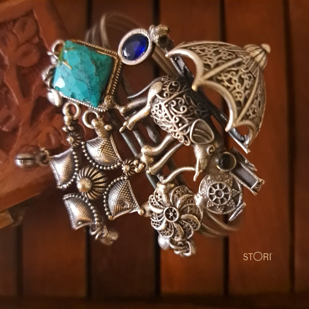 Vasudha Oxidised Statement Kada / Bracelet