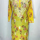 Floral Yellow Cotton Mulmul Chikankari Kurti