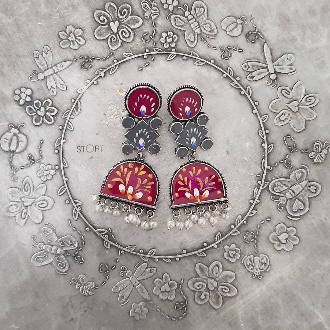 Sragavi Handcrafted Meenakari Earrings