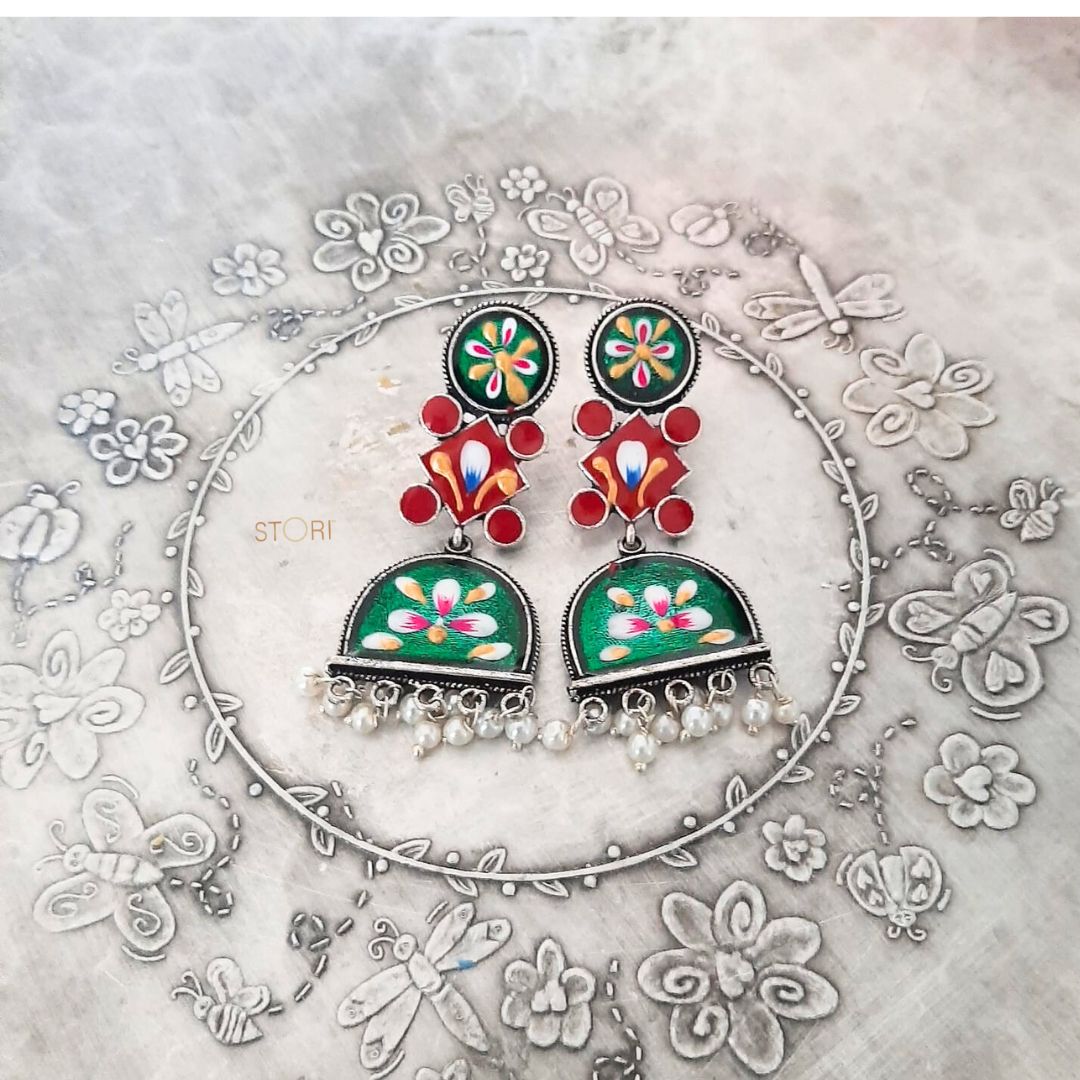 Sragavi Handcrafted Meenakari Earrings