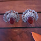 Dhruvika Monalisa Stone Silver Lookalike Earrings
