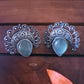 Dhruvika Monalisa Stone Silver Lookalike Earrings